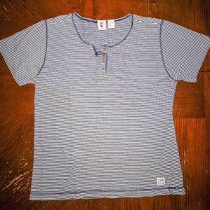 90s vintage Levi's striped henley tee navy